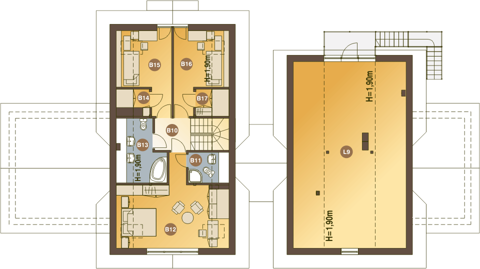 Poddasze projektu Bolek i Lolek z garażem 2-st. [A2]