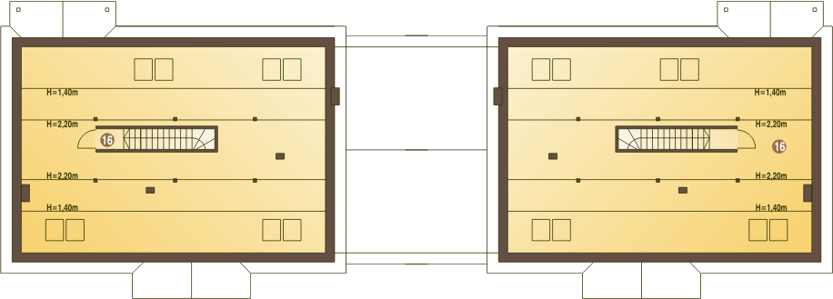Poddasze projektu Derkacz z garażem 1-st. bliźniak [A-BL]
