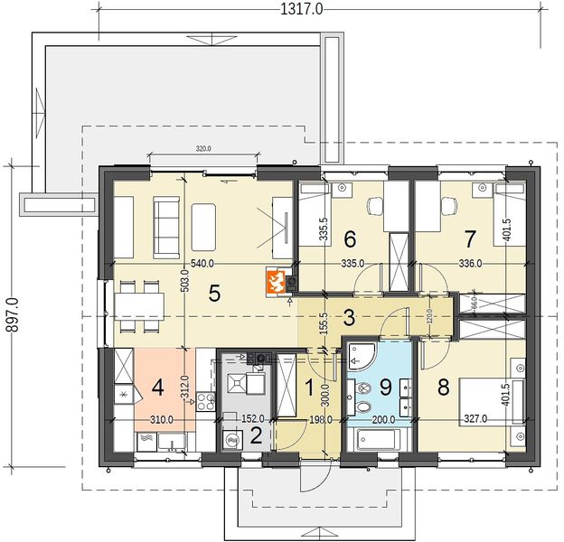 Parter projektu Terrier 5 bez garażu