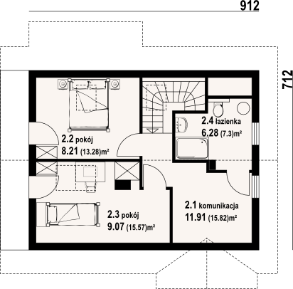 Poddasze projektu Sokolec dw