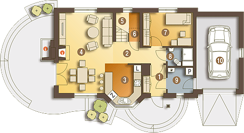 Parter projektu Agatka II styl z garażem 1-st. [A]