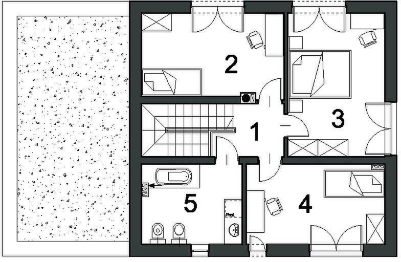Piętro 1 projektu Przytulny D25