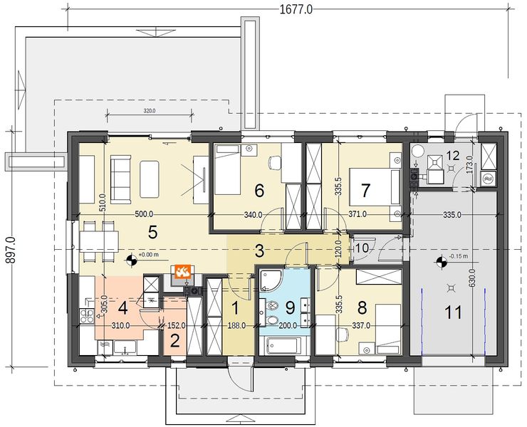 Parter projektu Terrier 4 z garażem