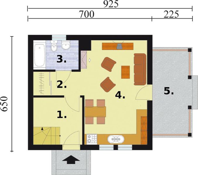 Parter projektu Orlean 2 dom letniskowy z poddaszem szkielet drewniany