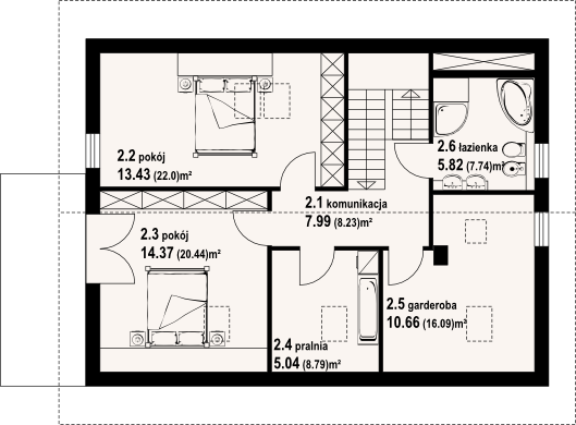 Poddasze projektu Czarkowo 3 dws