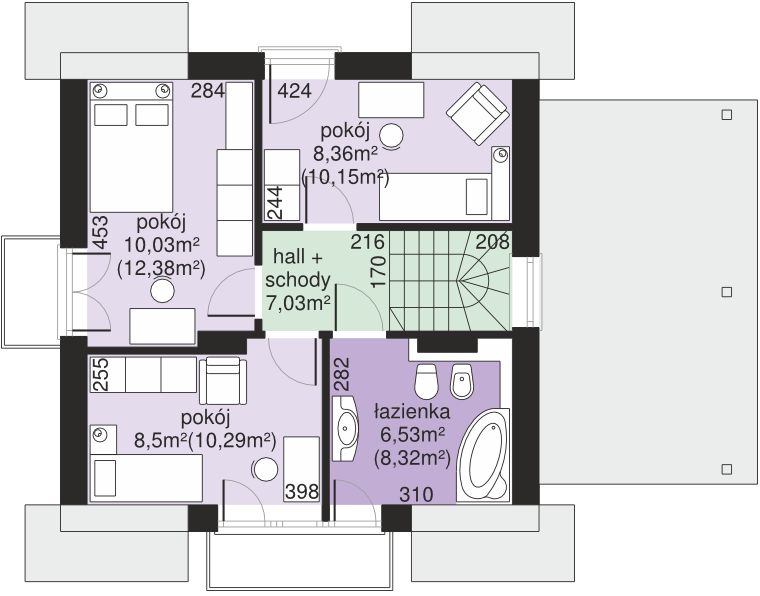 Poddasze projektu Dom przy Wiosennej 6