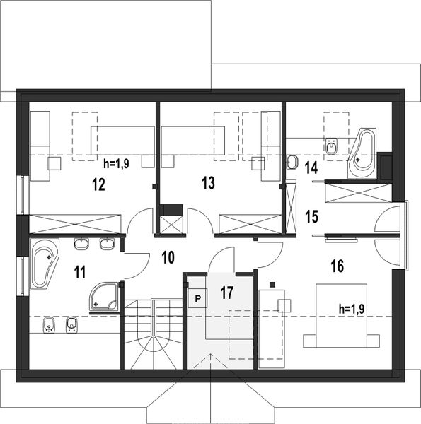 Poddasze projektu Inka III z garażem 1-st. [A]