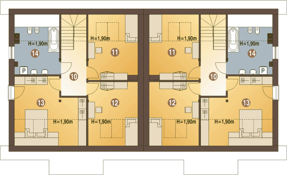 Poddasze projektu Jarząbek II z garażem 1-st. bliźniak [A-BL2]