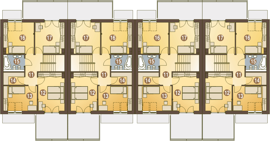 Poddasze projektu Gwarek II z garażem 1-st. szeregówka [A-SZ]