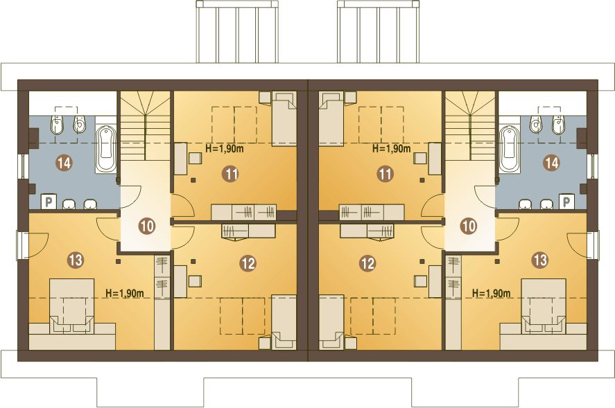 Poddasze projektu Jarząbek III z garażem 1-st. bliźniak [A-BL2]
