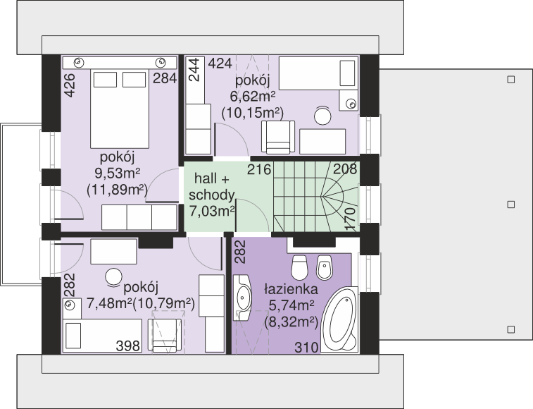 Poddasze projektu Dom przy Wiosennej 8