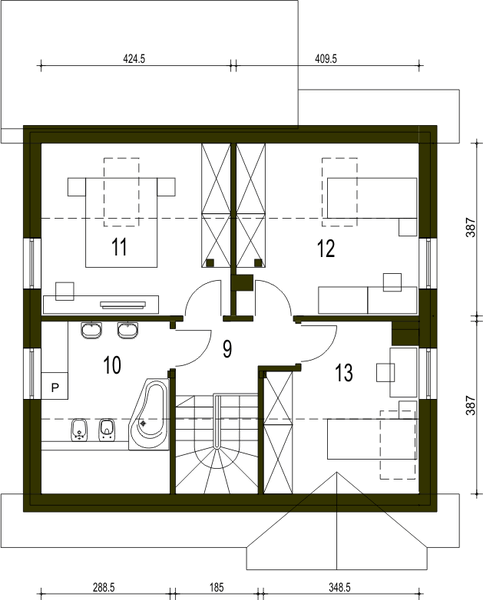 Poddasze projektu Nela bez garażu [B]