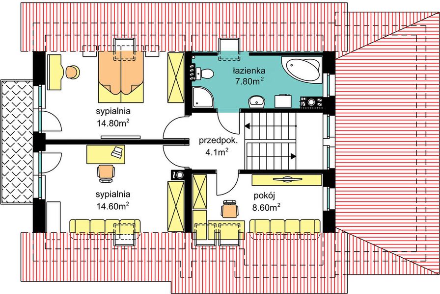 Poddasze projektu BW-54 front południowy