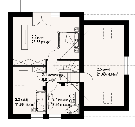 Poddasze projektu Gładyszów 15m