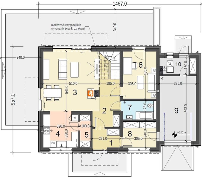 Parter projektu Sowa 15 z garażem