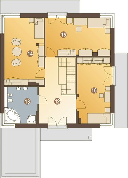 Piętro 1 projektu Kastor II z garażem 1-st. [A]