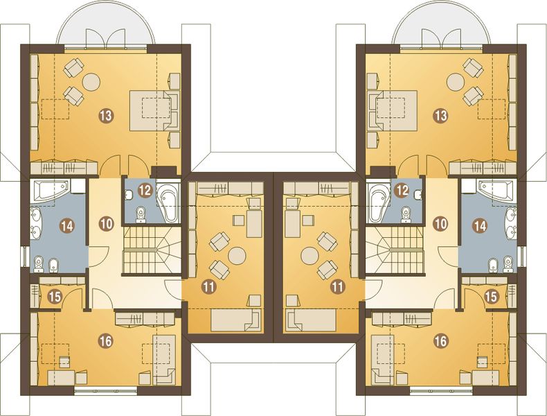 Poddasze projektu Kowalik II z garażem 1-st. bliźniak [A-BL1]