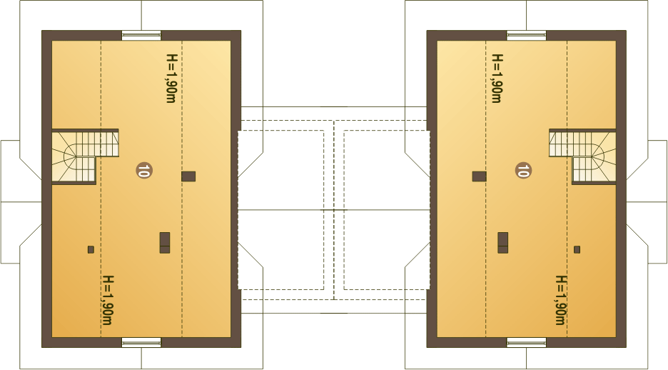 Poddasze projektu Lolek II z garażem 1-st. bliźniak [A-BL1]