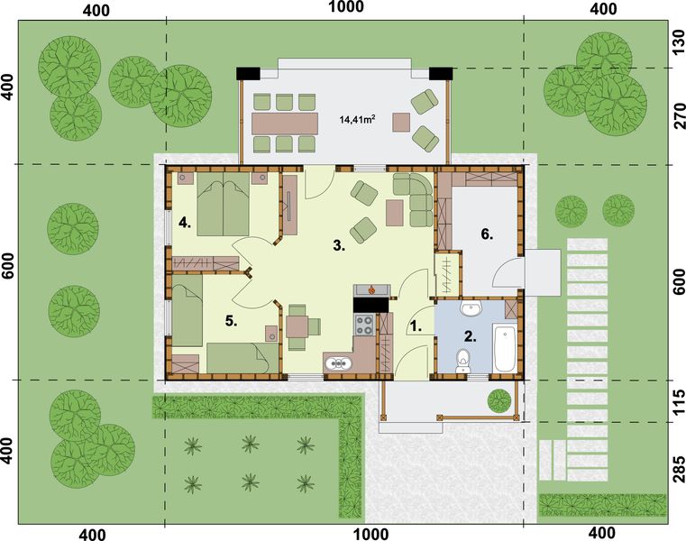 Parter projektu La Palma szkielet drewniany dom letniskowy