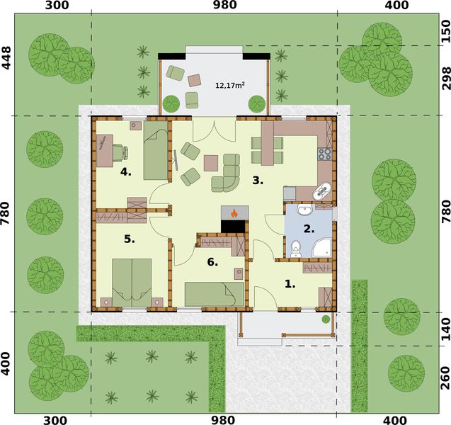 Parter projektu La Palma 2 szkielet drewniany dom letniskowy