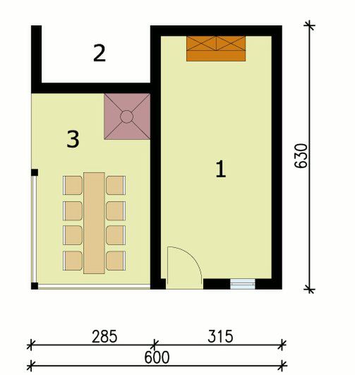 Parter projektu G44 szkielet drewniany budynek gospodarczy bez bramy