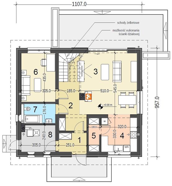 Parter projektu Sowa 16 bez garażu