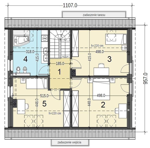Poddasze projektu Sowa 16 bez garażu