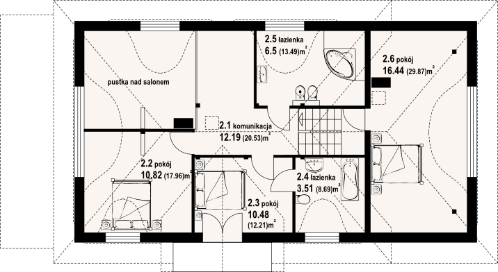 Poddasze projektu Chmielniki małe dw 65