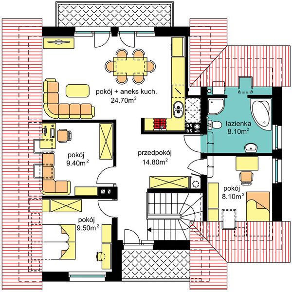 Poddasze projektu BS-10 wariant z lokalem