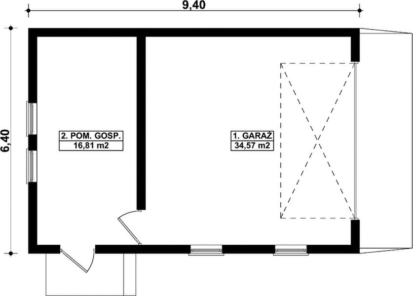 Parter projektu G267 - Budynek garażowo - gospodarczy