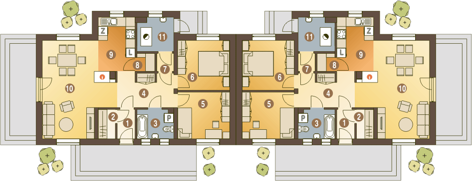 Parter projektu Rokitniczka bez garażu bliźniak [B-BL]