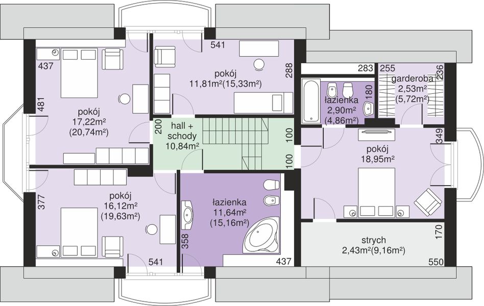 Poddasze projektu Dom przy Wiosennej 12