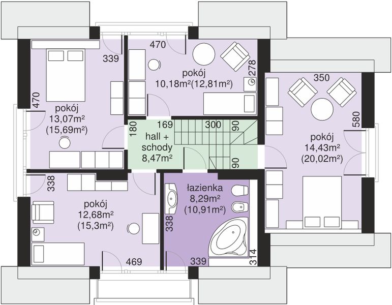 Poddasze projektu Dom przy Wiosennej 17
