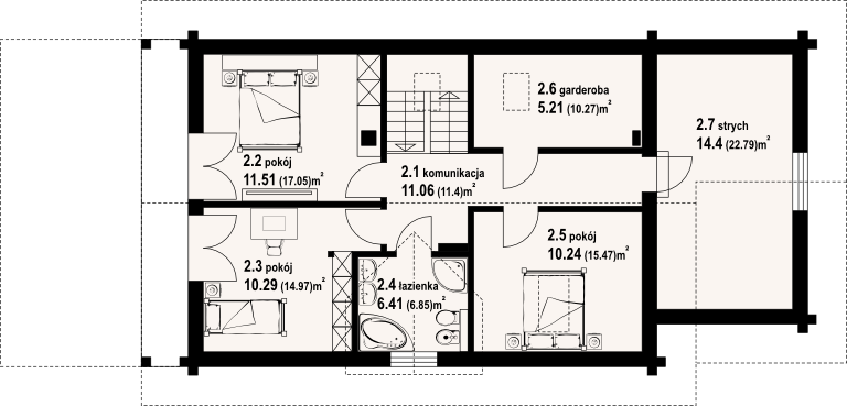 Poddasze projektu Osiek 34 dw