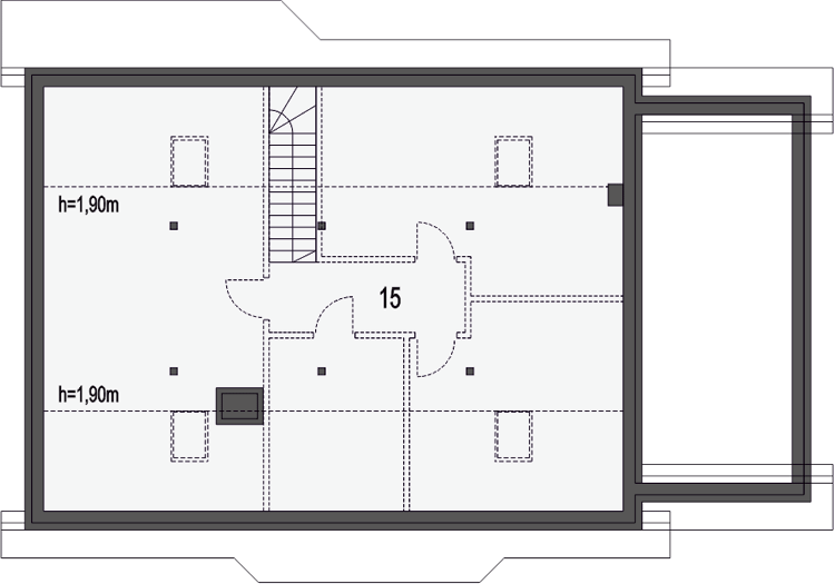 Poddasze projektu Julek II z garażem 1-st. [A]