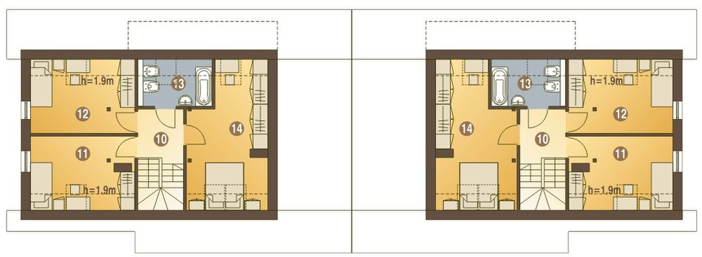 Poddasze projektu Wydrzyk z wiatą bliźniak [A-BL1]