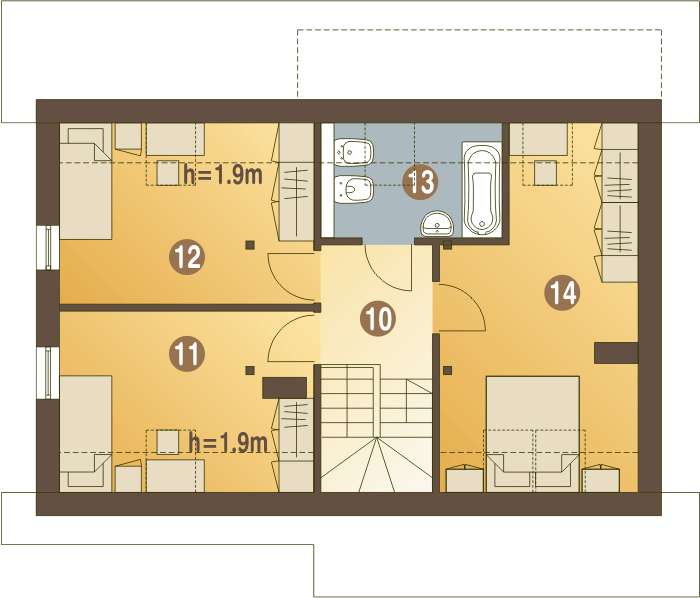 Poddasze projektu Wydrzyk bez garażu [B]