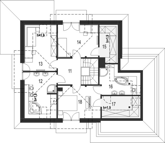 Poddasze projektu Diana z garażem 2-st. [A1]