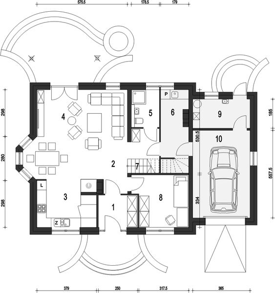 Parter projektu Dom Dla Ciebie 2 z garażem 1-st. [A]