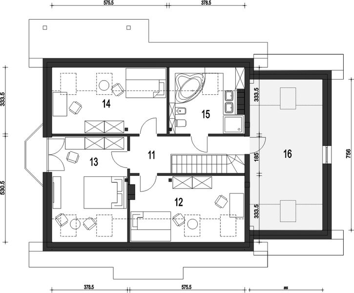 Poddasze projektu Dom Dla Ciebie 2 z garażem 1-st. [A]