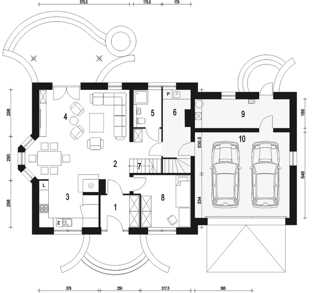 Parter projektu Dom Dla Ciebie 2 z garażem 2-st. [A1]