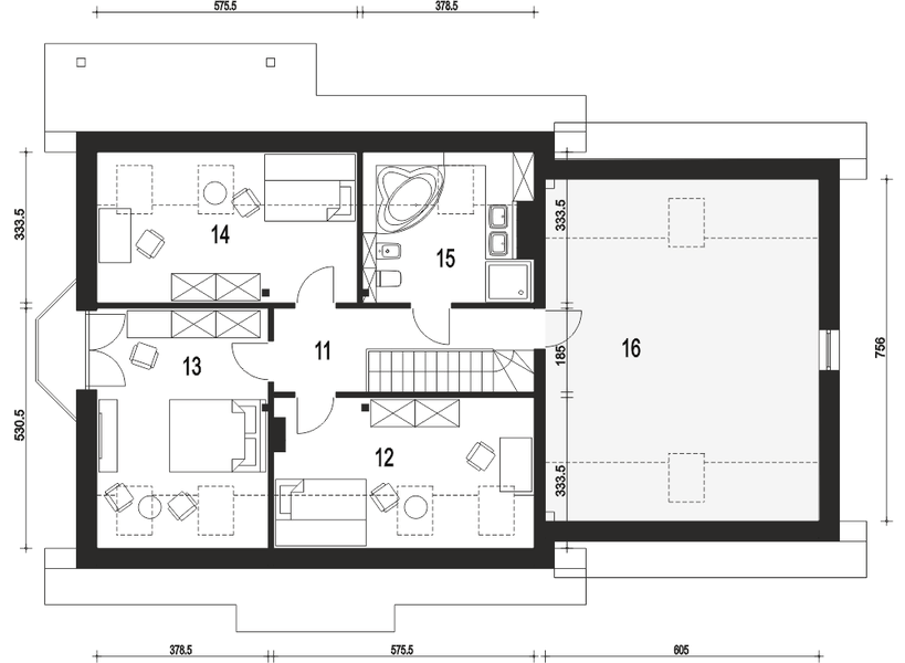 Poddasze projektu Dom Dla Ciebie 2 z garażem 2-st. [A1]