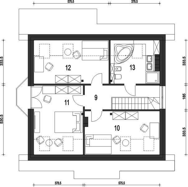Poddasze projektu Dom Dla Ciebie 2 bez garażu [B]
