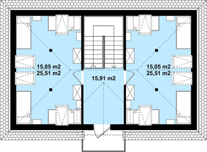Poddasze projektu G344 - Budynek rekreacji indywidualne