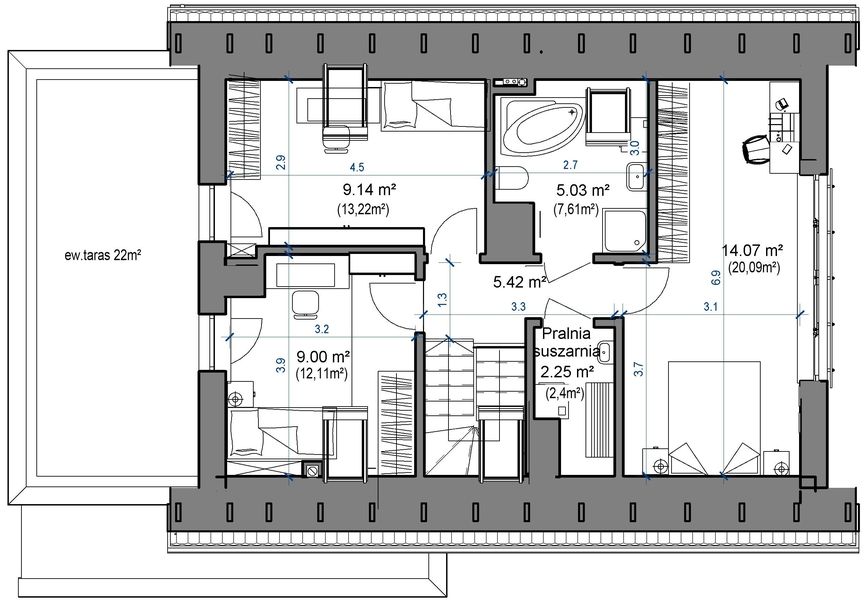 Poddasze projektu Domidea 58 mG w2