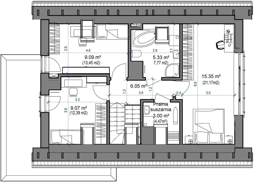 Poddasze projektu Domidea 58 w2