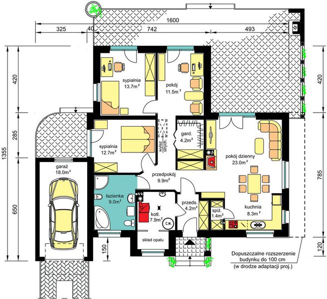 Parter projektu BW-39 war.3 z garażem