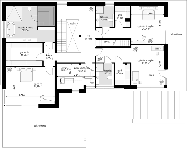 Piętro 1 projektu Willa Floryda 4