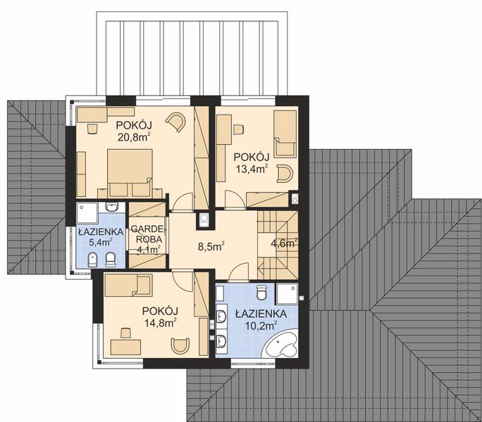 Piętro 1 projektu APS 300 + 2G