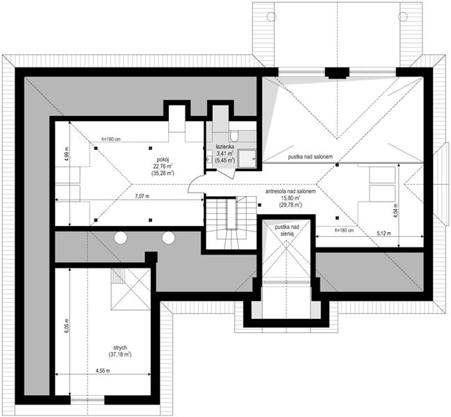 Poddasze projektu Willa Parkowa D